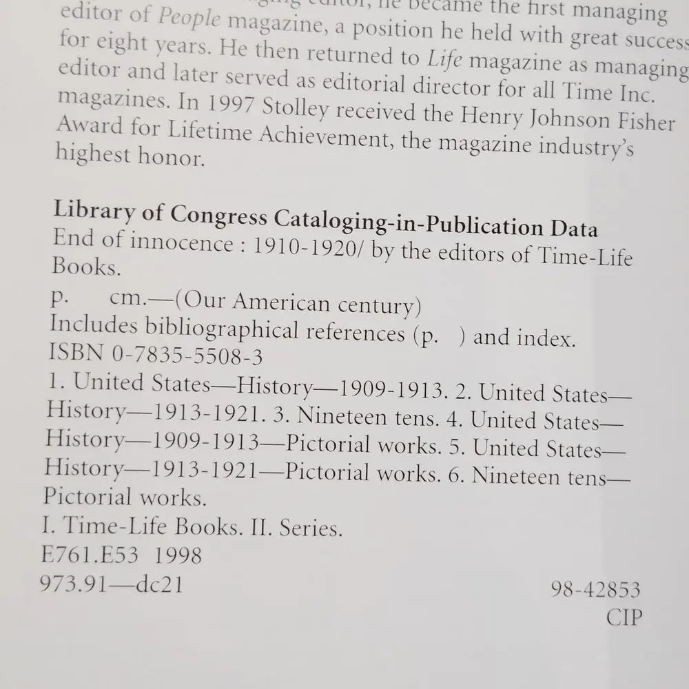 End of Innocence 1910–1920 Our American Century Time Life 1999 Hardcover, LN